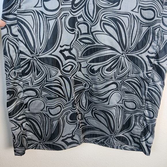 Magaschoni Silk Cotton Artsy Gray Floral Swirl Shift Dress Medium Lagenlook - Picture 4 of 11